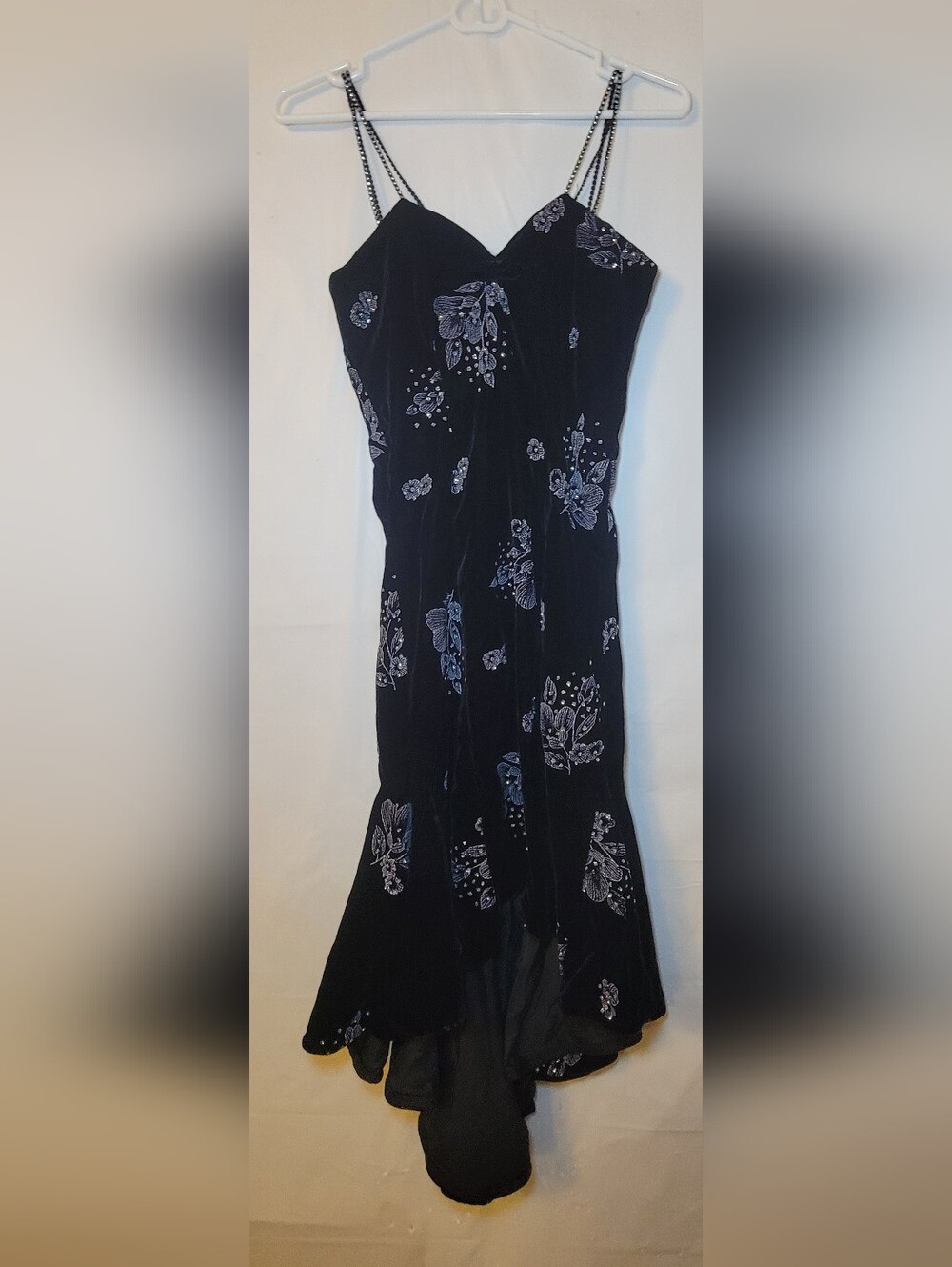 Black Velvet Floral Embroidered Maxi Dress - Picture 1 of 5